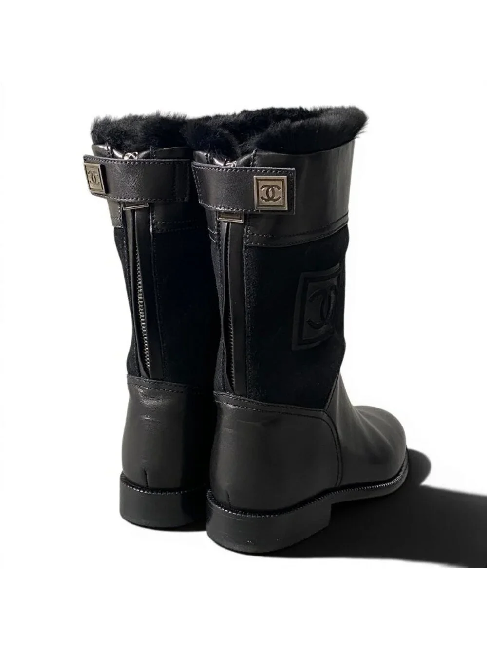 Chanel E8 Sports Back Zip Middle Boots 36.5 CC Logo - Picture 4 of 10